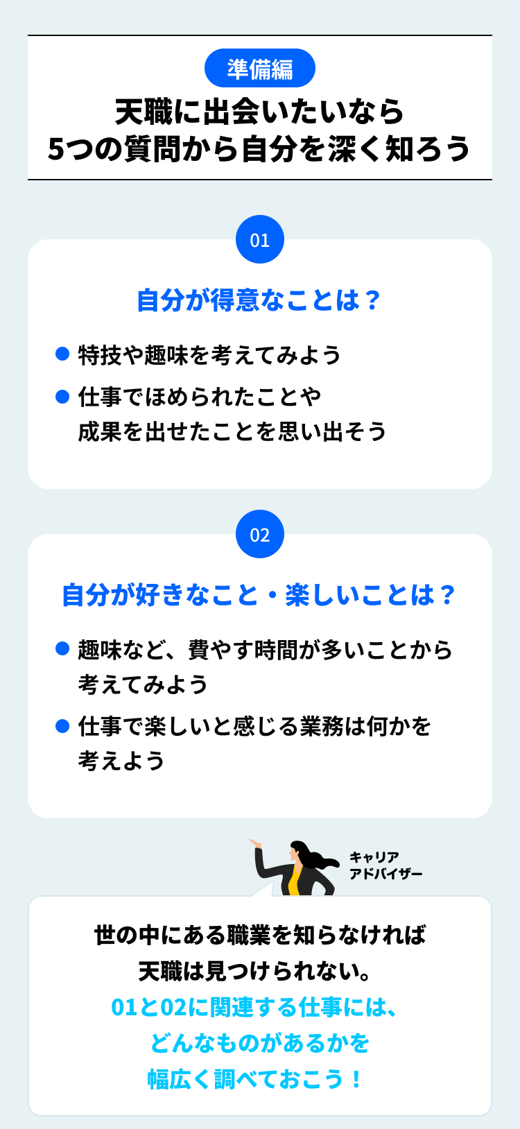 天職に出会いたいなら5つの質問から自分を深く知ろう
・自分が得意なことを知る
・自分が好きなこと・楽しいことを知る